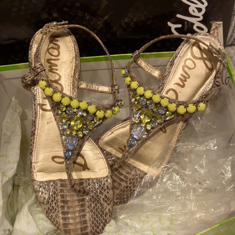Sam Edelman strap sandals blue phyton